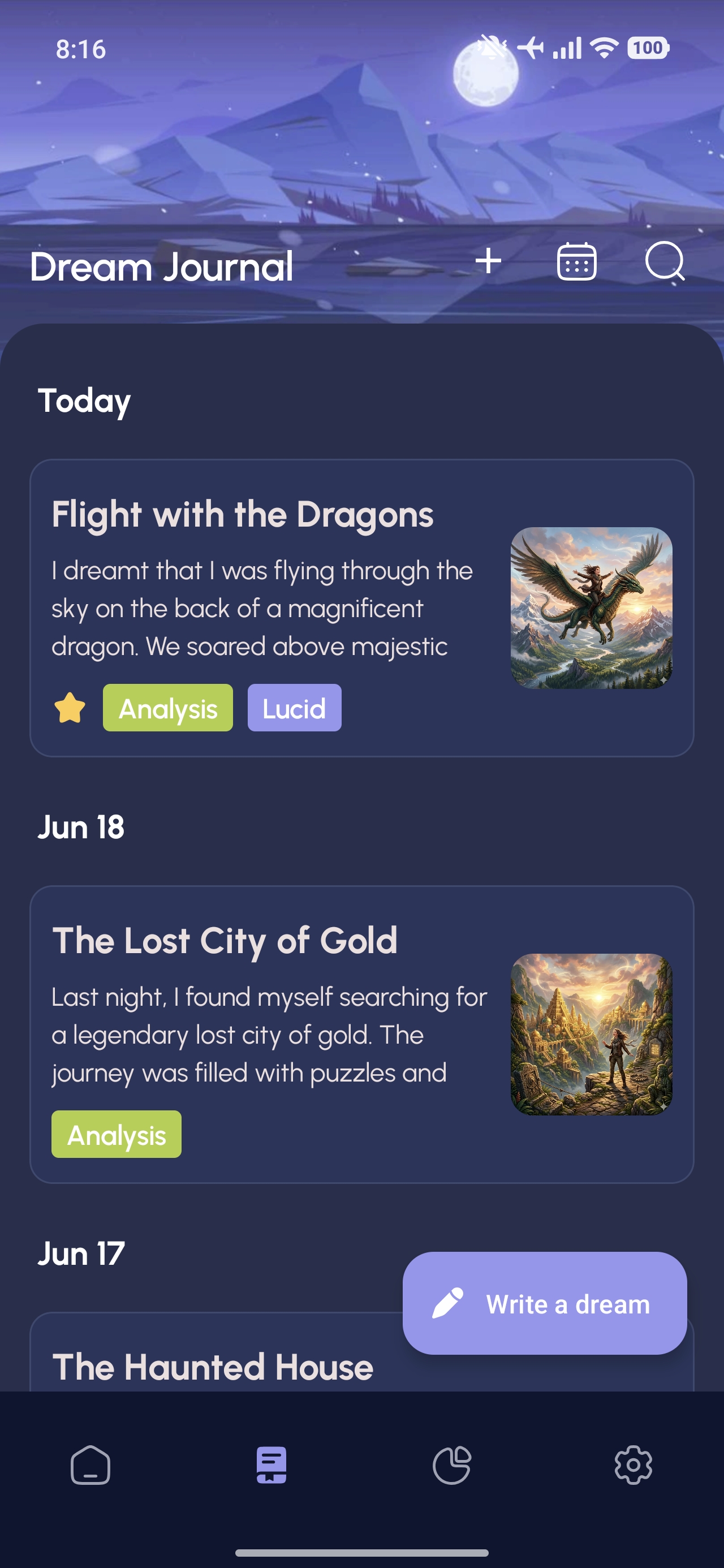 Dream calendar heatmap in Lucidity app